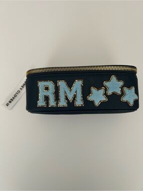 Stoney Clover Lane Makeup Bag Blue RM Star Patch Mirror Cosmetic Pouch
